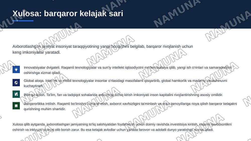 Axborotlashgan jamiyat va uning istiqbollari — zamonaviy taqdimot, 7-slayd