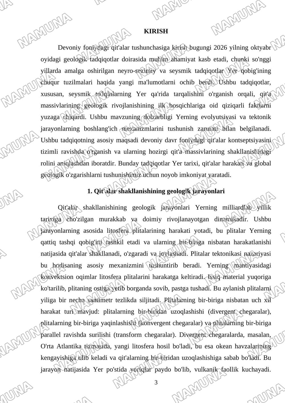 Devoniy foniydagi qit'alar sharhi — mustaqil ish, 3-varaq