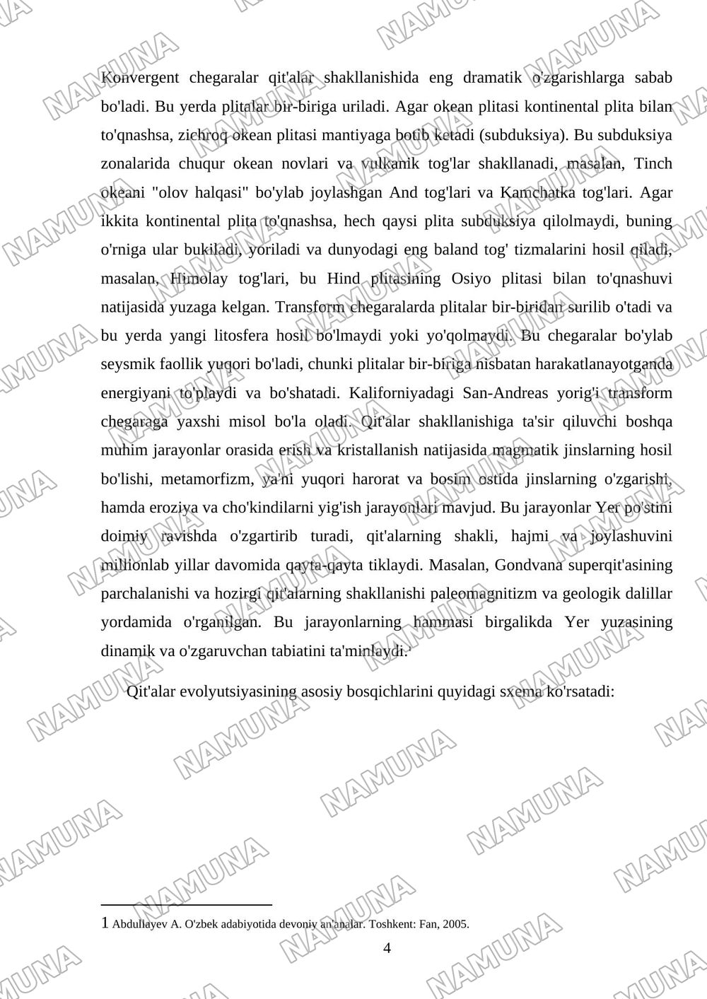 Devoniy foniydagi qit'alar sharhi — mustaqil ish, 4-varaq