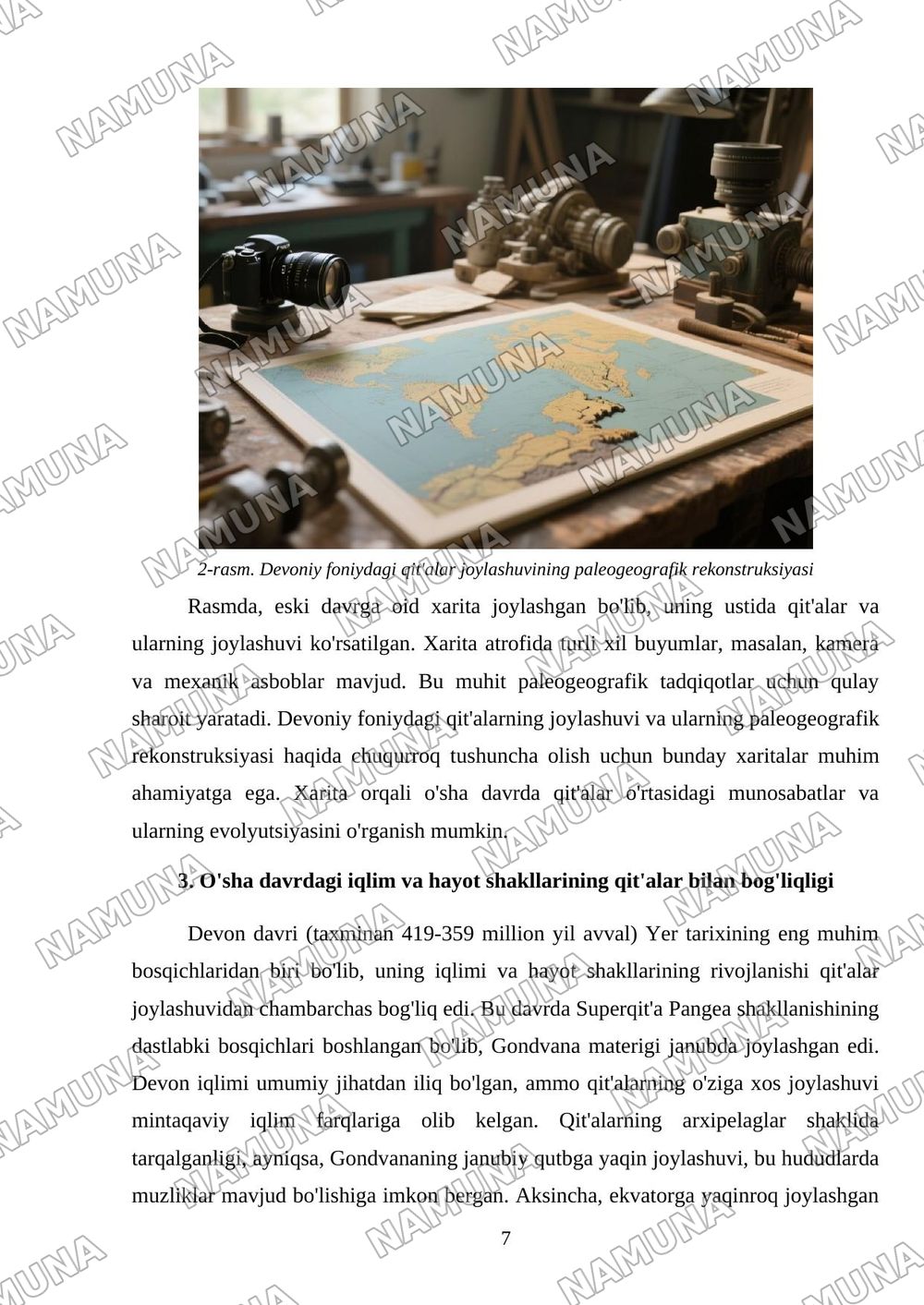 Devoniy foniydagi qit'alar sharhi — mustaqil ish, 7-varaq