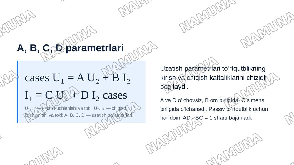 Toʻrtqutbliklar va ulanish sxemalari — zamonaviy taqdimot, 5-slayd