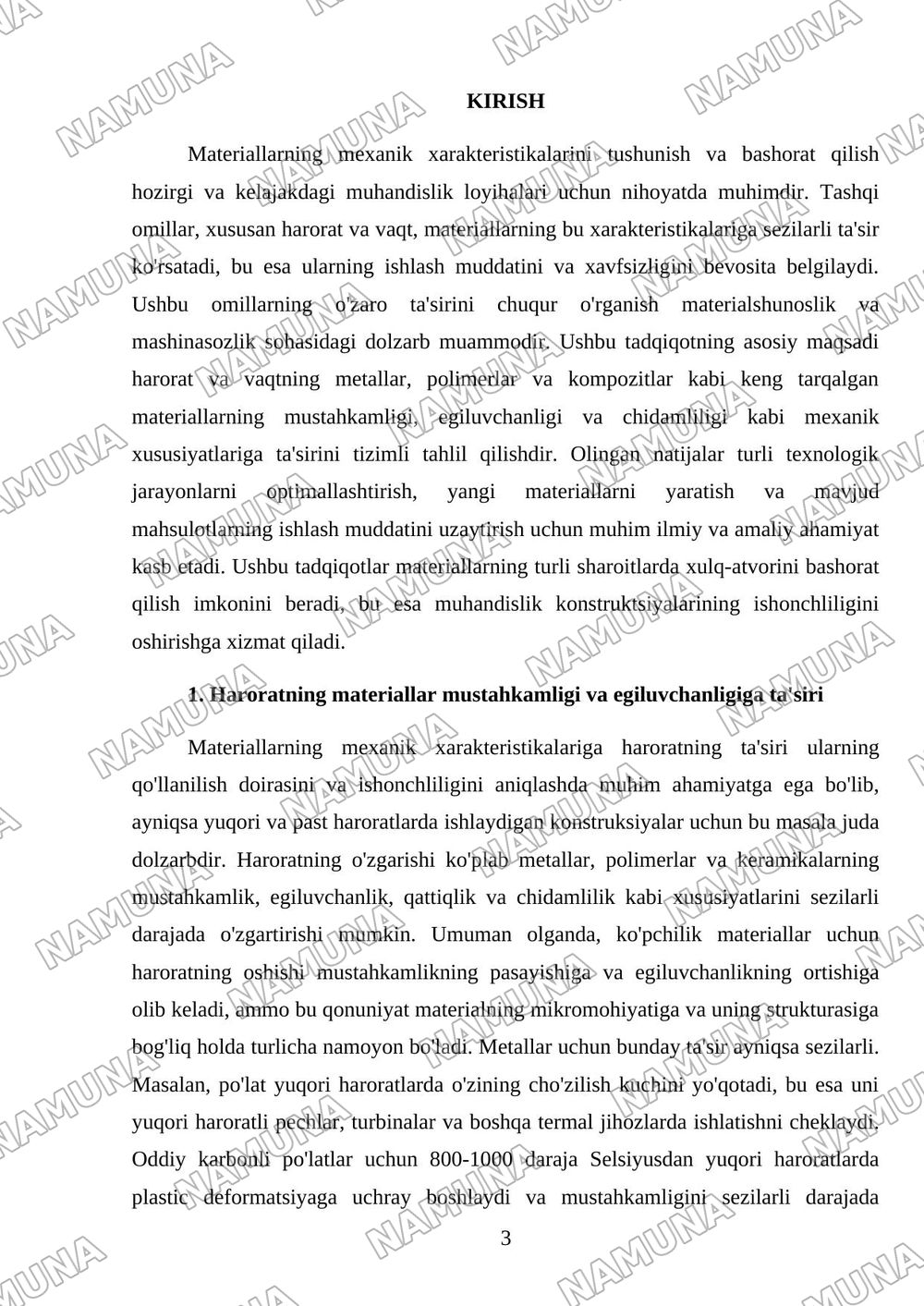 Harorat va vaqtni materiallarning mexanik xarakteristikalariga ta'siri — mustaqil ish, 3-varaq
