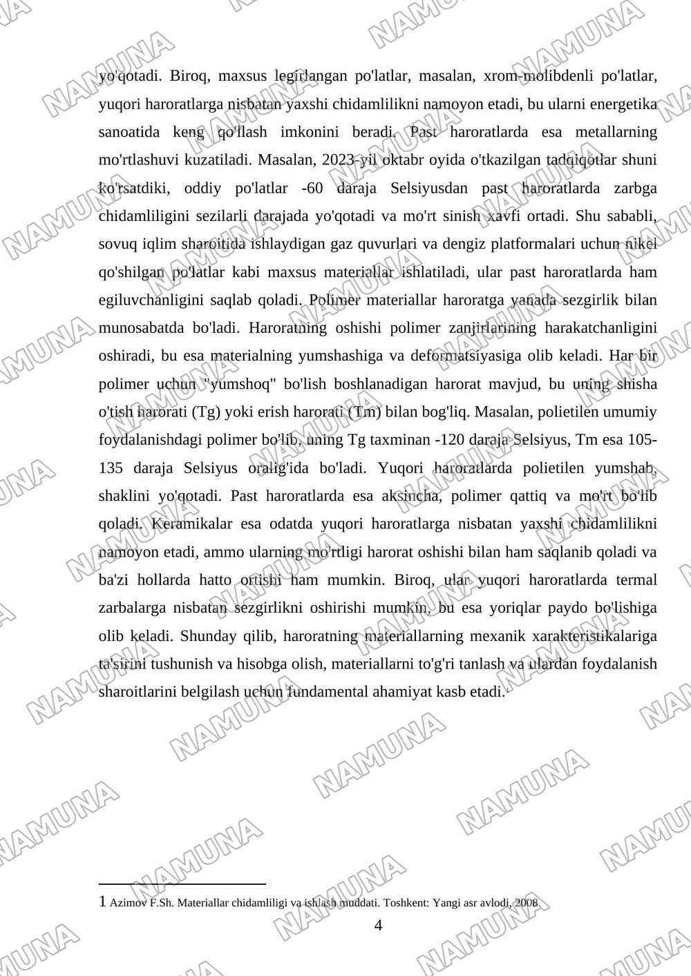 Harorat va vaqtni materiallarning mexanik xarakteristikalariga ta'siri — mustaqil ish, 4-varaq
