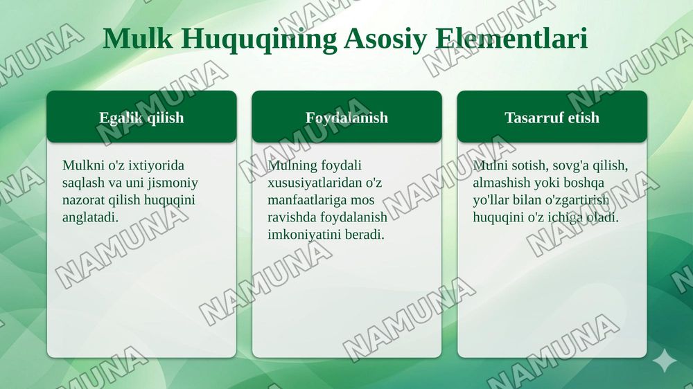 📌Mavzu: MULK HUQUQI TUSHUNCHASI, MAZMUNI VA ASOSIY BELGILARI — taqdimot, 6-slayd