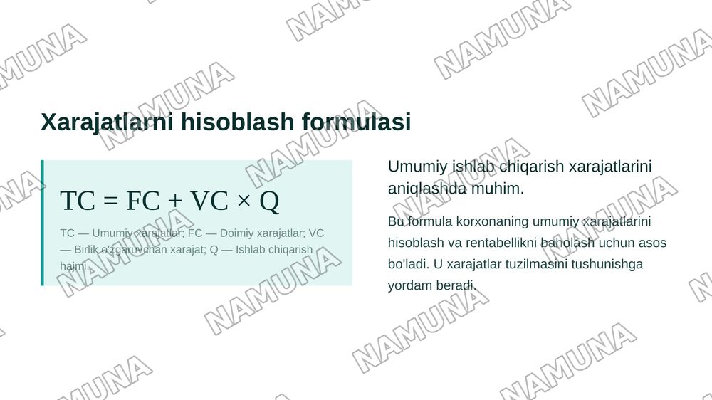 Ishlab chiqarish xarajatlarini iqtisodiy tahlil qilish usullari. — zamonaviy taqdimot, 5-slayd