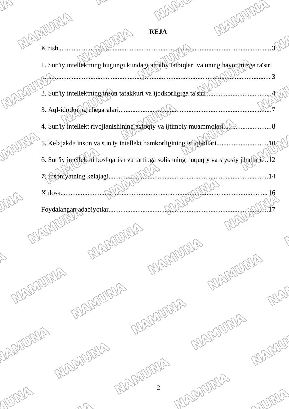 Insoniyat va suniy intelekt — referat, 2-varaq