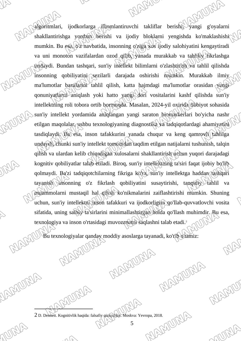 Insoniyat va suniy intelekt — referat, 5-varaq