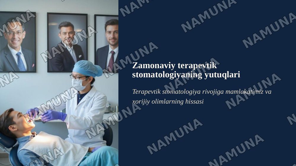Zamonaviy terapevtik stomatologiyaning yutuqlari. Terapevtik stomatologiya rivojiga mamlakatimiz va xorijiy olimlarning xissasi — zamonaviy taqdimot, 1-slayd