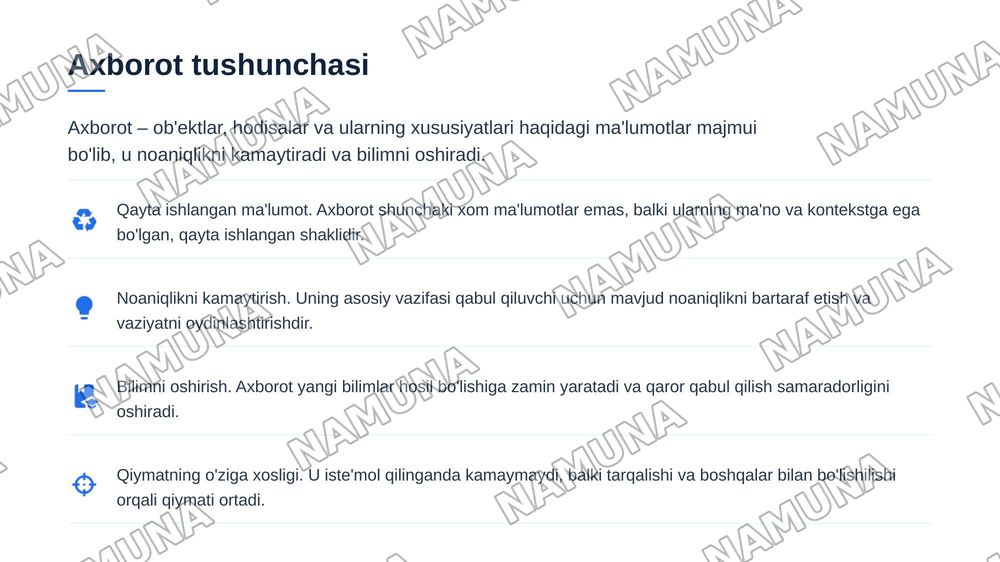axborot va uning asosiy turlari — zamonaviy taqdimot, 4-slayd