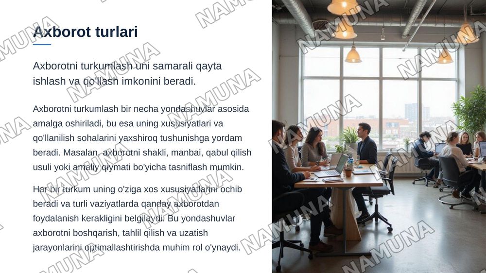 axborot va uning asosiy turlari — zamonaviy taqdimot, 6-slayd