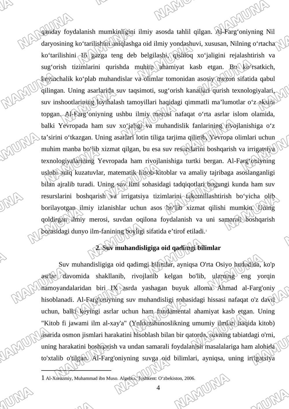 Axmad al - fargoniy suv ilimining rivojlanishiga qoshgan xisasi — referat, 4-varaq