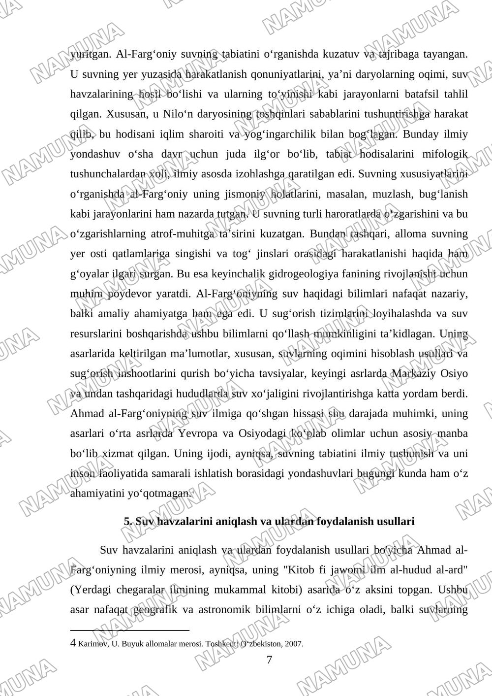 Axmad al - fargoniy suv ilimining rivojlanishiga qoshgan xisasi — referat, 7-varaq