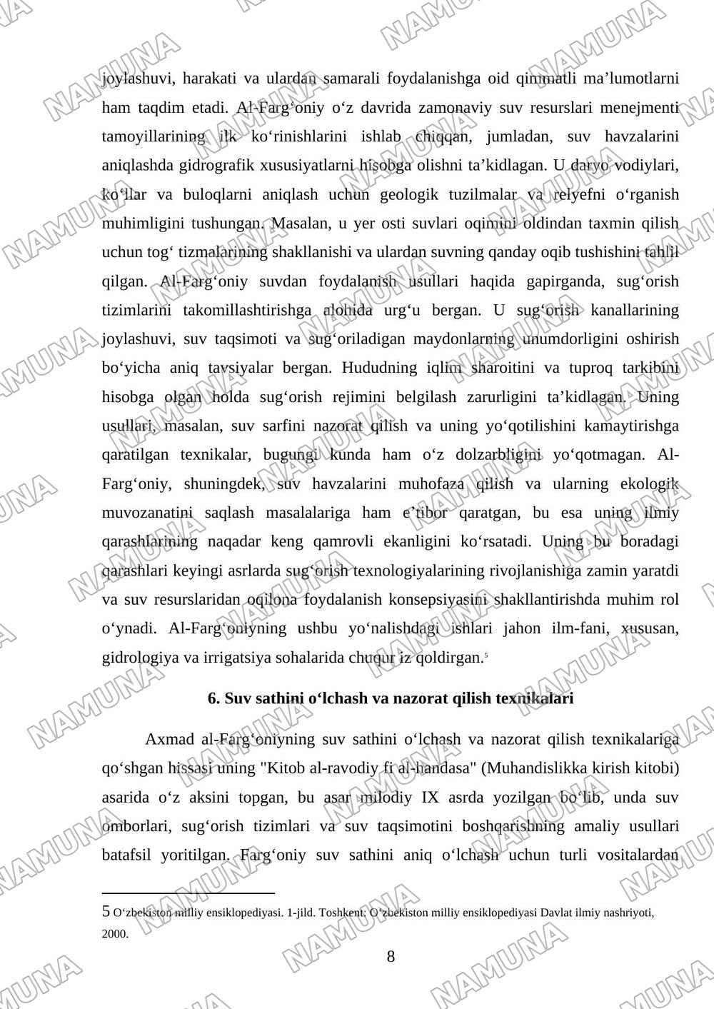 Axmad al - fargoniy suv ilimining rivojlanishiga qoshgan xisasi — referat, 8-varaq