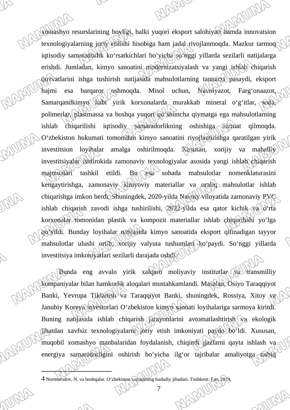 Oʻzbekistonda kimyo sanoatining rivojlanishi — mustaqil ish, 7-varaq