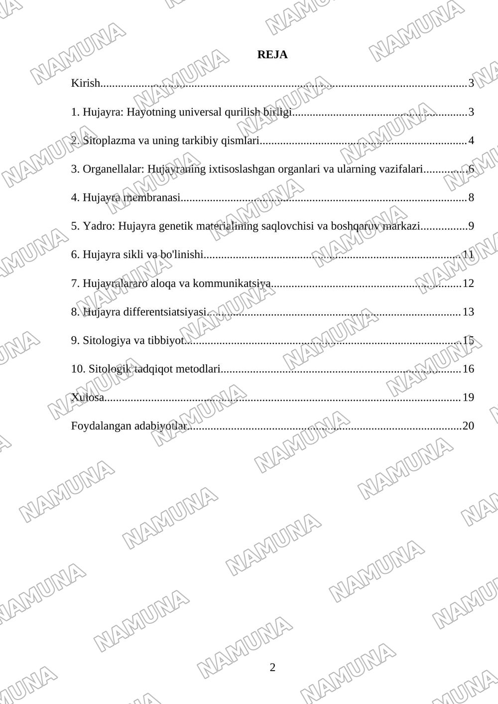 Sitologiya — referat, 2-varaq