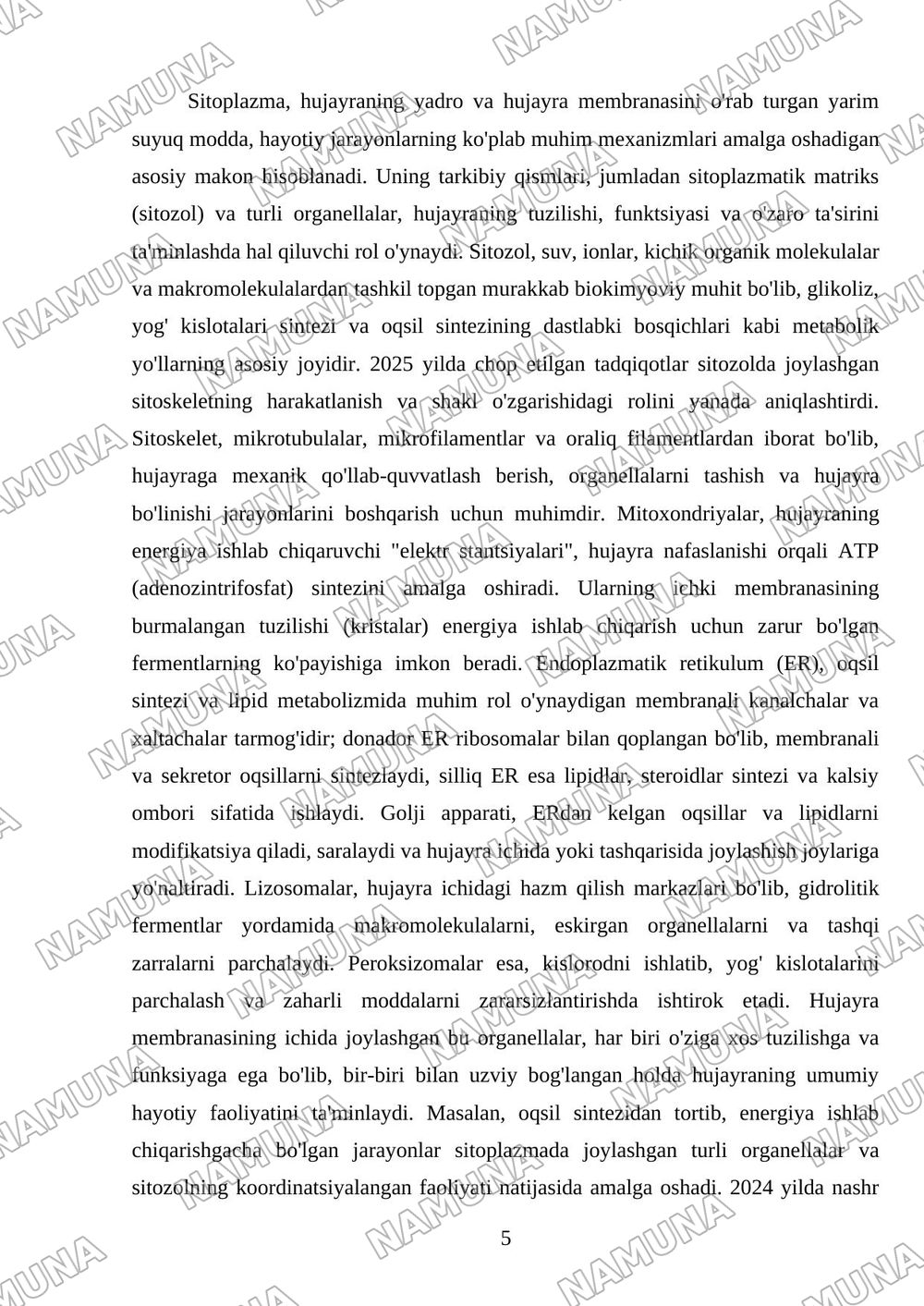 Sitologiya — referat, 5-varaq