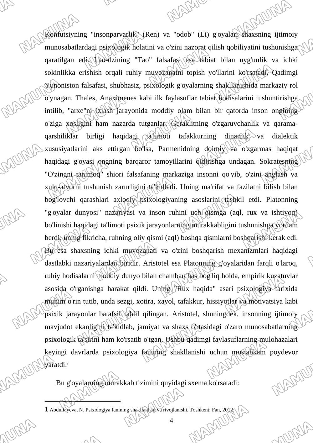 Umumiy psixologiya predmeti rivojlanish tarixi — mustaqil ish, 4-varaq