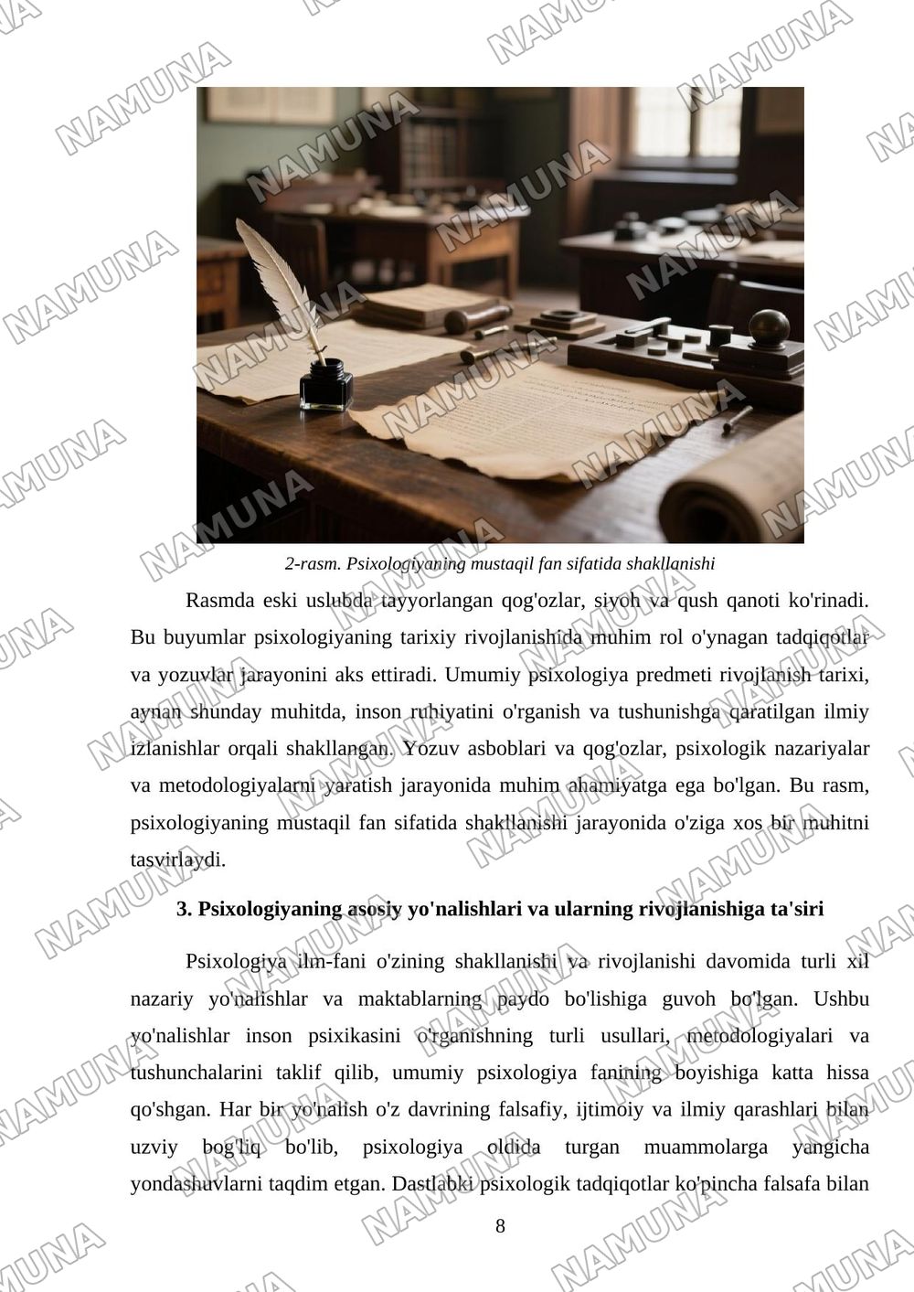 Umumiy psixologiya predmeti rivojlanish tarixi — mustaqil ish, 8-varaq