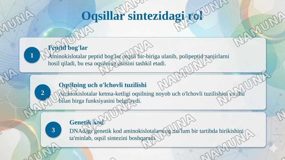 Aminokislotalarning biologik ahamiyati. — taqdimot, 5-slayd