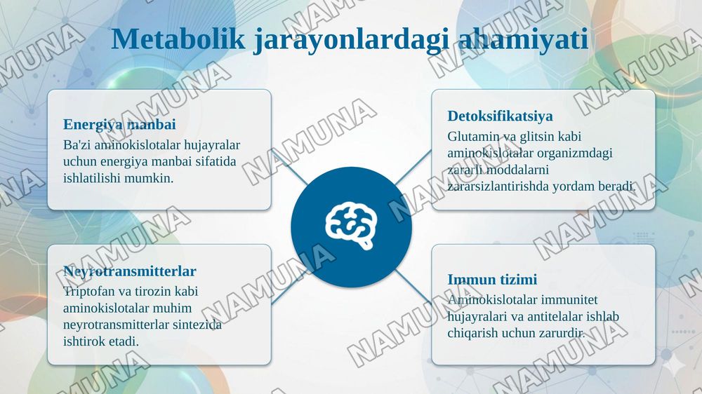 Aminokislotalarning biologik ahamiyati. — taqdimot, 6-slayd