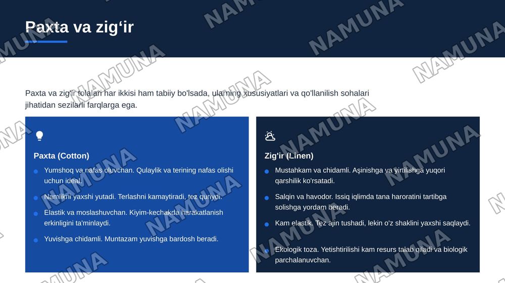 Tikuvchilik xonasi. Paxta va zig‘ir tolalari. — zamonaviy taqdimot, 6-slayd