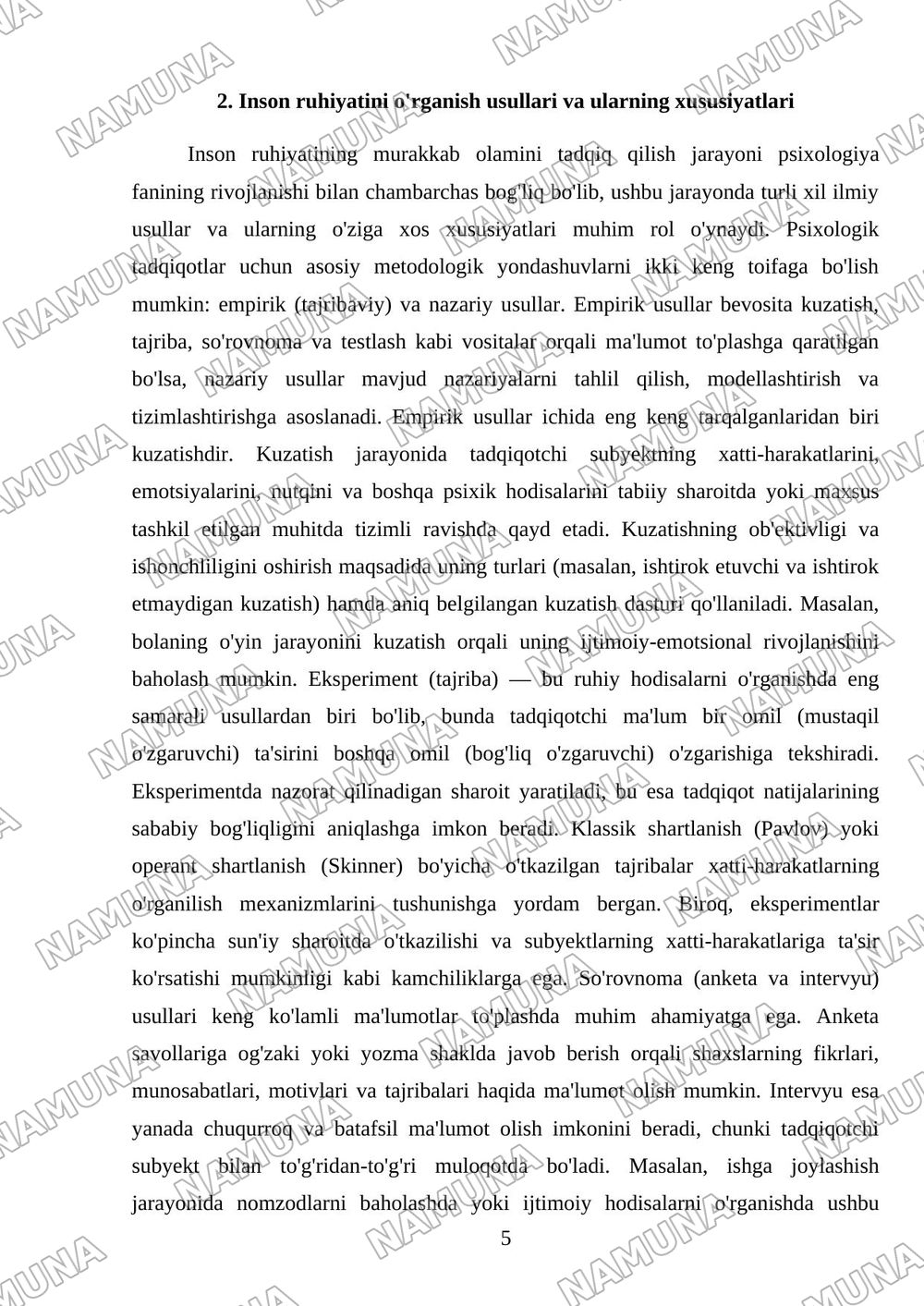Umumiy psixologiya predmeti kelib chiqishi — mustaqil ish, 5-varaq