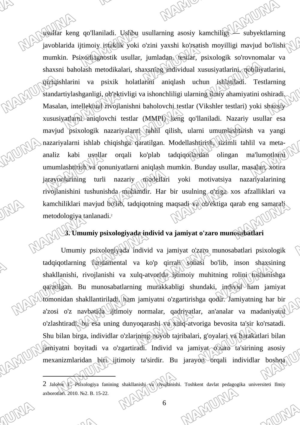 Umumiy psixologiya predmeti kelib chiqishi — mustaqil ish, 6-varaq
