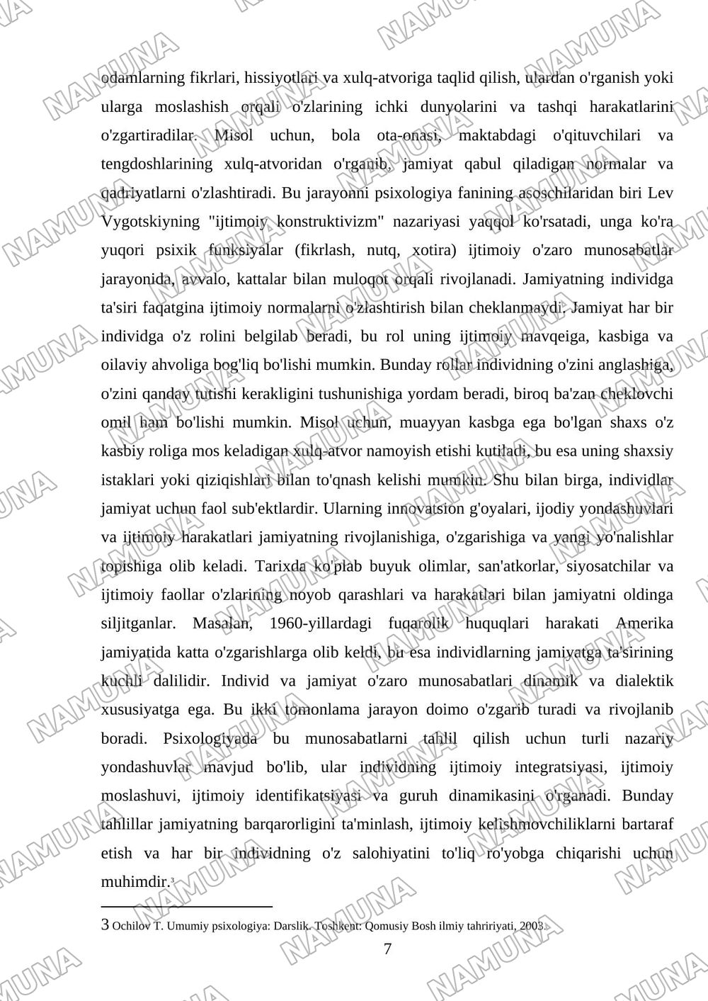 Umumiy psixologiya predmeti kelib chiqishi — mustaqil ish, 7-varaq