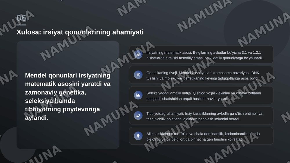 Mendelning 1-2 qonuni
Allelegenlarning oʻzaro ta’siri — zamonaviy taqdimot, 7-slayd