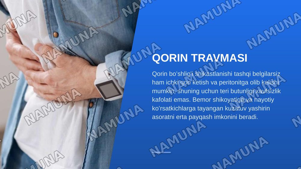 Qorin boʻshligʻi shikastlangan bemorlarni parvarish qilish — zamonaviy taqdimot, 3-slayd