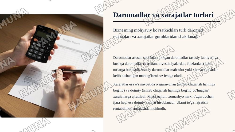 Biznesda foyda va zarar tahlili — zamonaviy taqdimot, 5-slayd