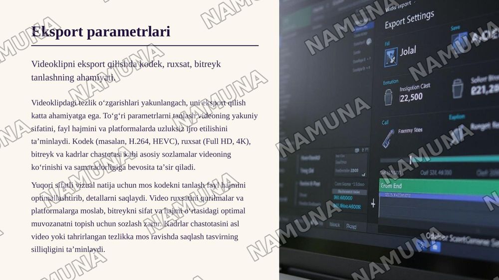 Videoklip tezligini oʻzgartirish va eksport qilish — zamonaviy taqdimot, 7-slayd