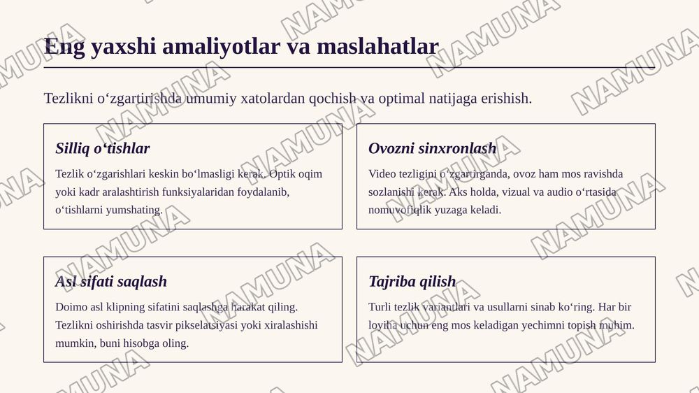 Videoklip tezligini oʻzgartirish va eksport qilish — zamonaviy taqdimot, 8-slayd