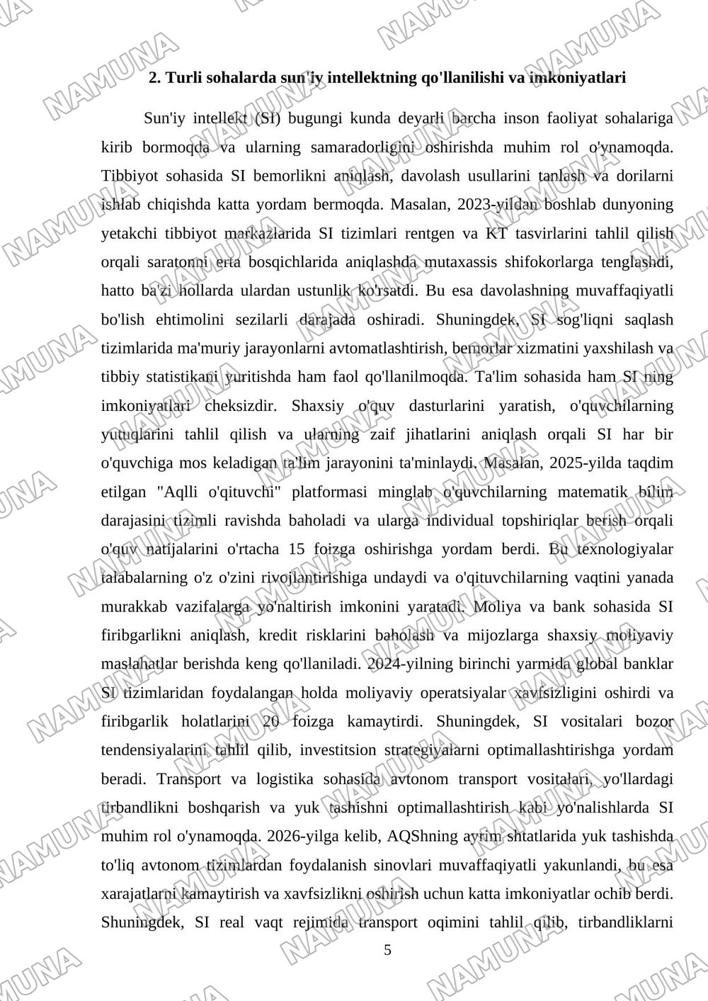 sun’iyintelkt inson hayotidagi òrni — referat, 5-varaq