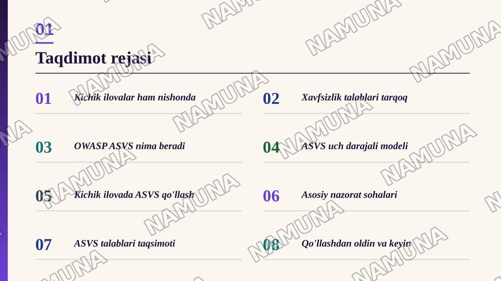 Security Engineering: kichik veb ilovada OWASP ASVS standartini qo'llash; — zamonaviy taqdimot, 2-slayd