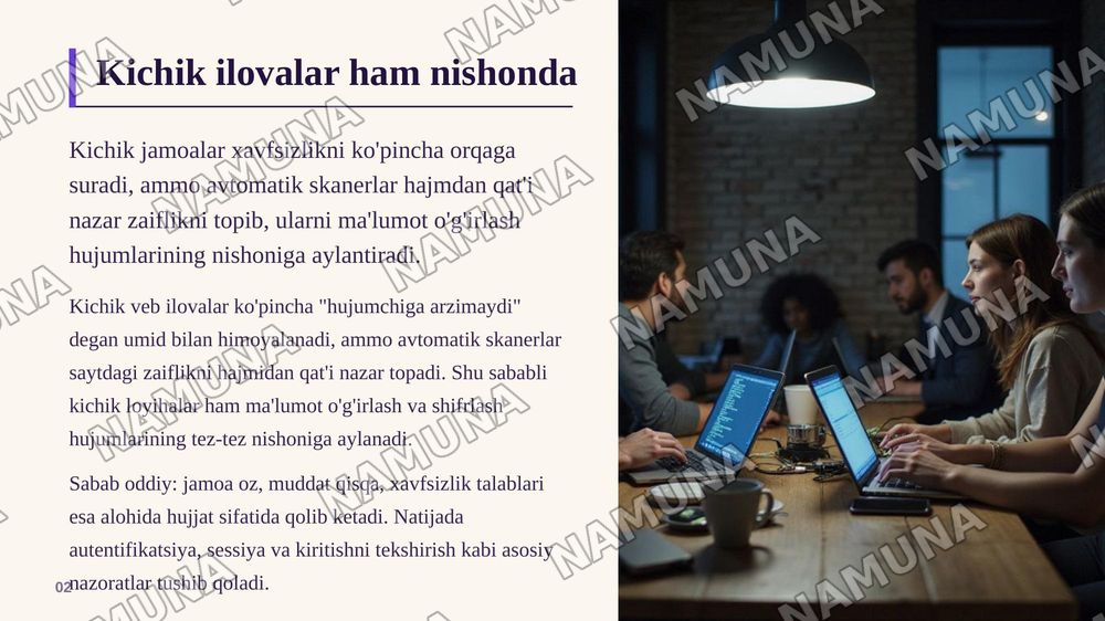 Security Engineering: kichik veb ilovada OWASP ASVS standartini qo'llash; — zamonaviy taqdimot, 3-slayd