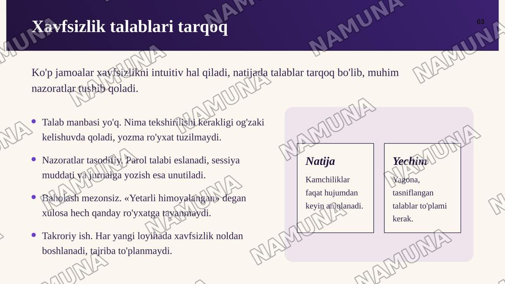 Security Engineering: kichik veb ilovada OWASP ASVS standartini qo'llash; — zamonaviy taqdimot, 4-slayd