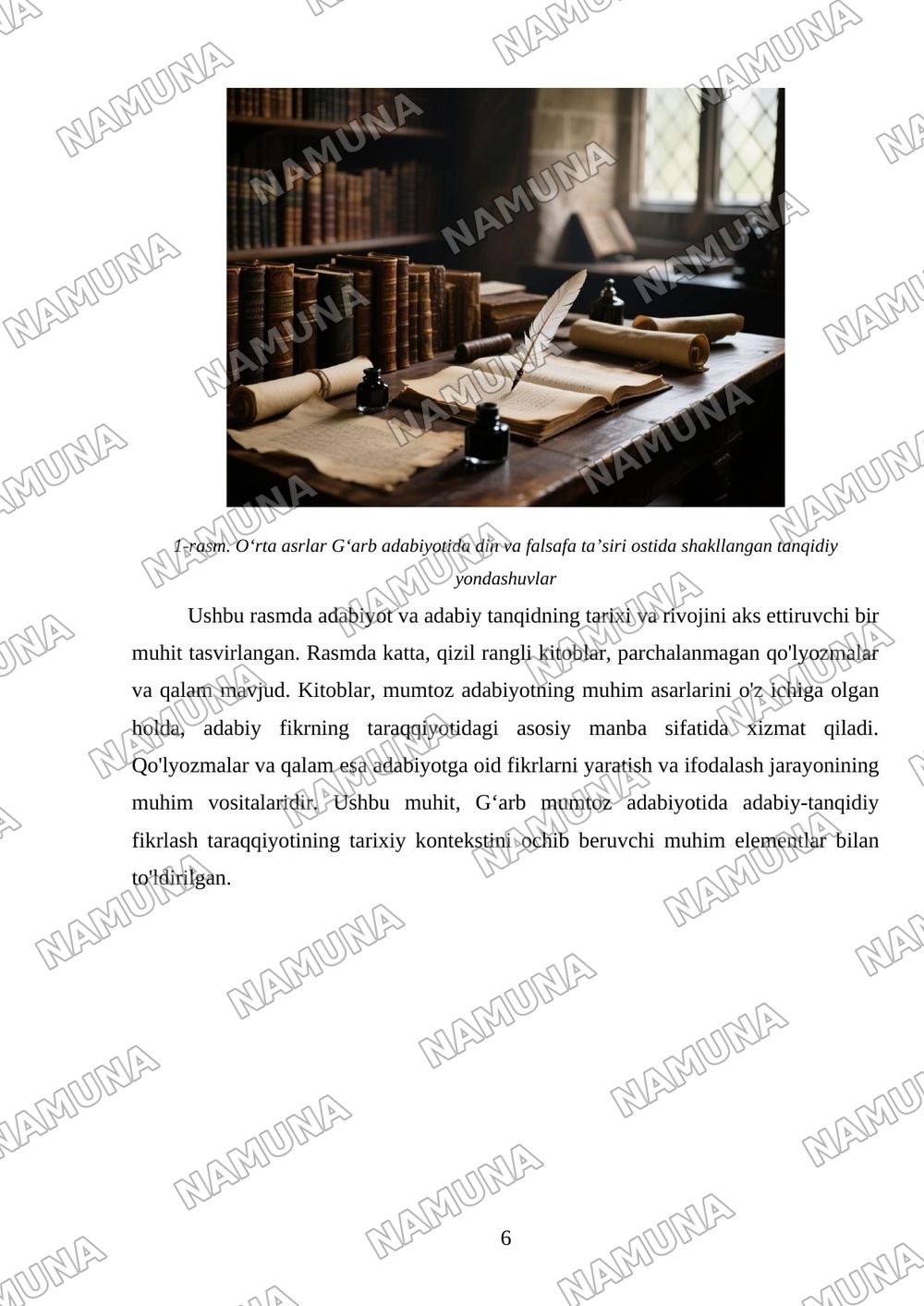 Gʻarb mumtoz adabiyotida adabiy-tanqidiy fikrlash taraqqiyoti — mustaqil ish, 6-varaq