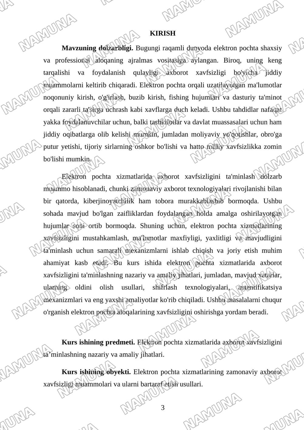 Elektron pochta xizmatlarida axborot xavfsizligini ta’minlash. — kurs ishi, 3-varaq