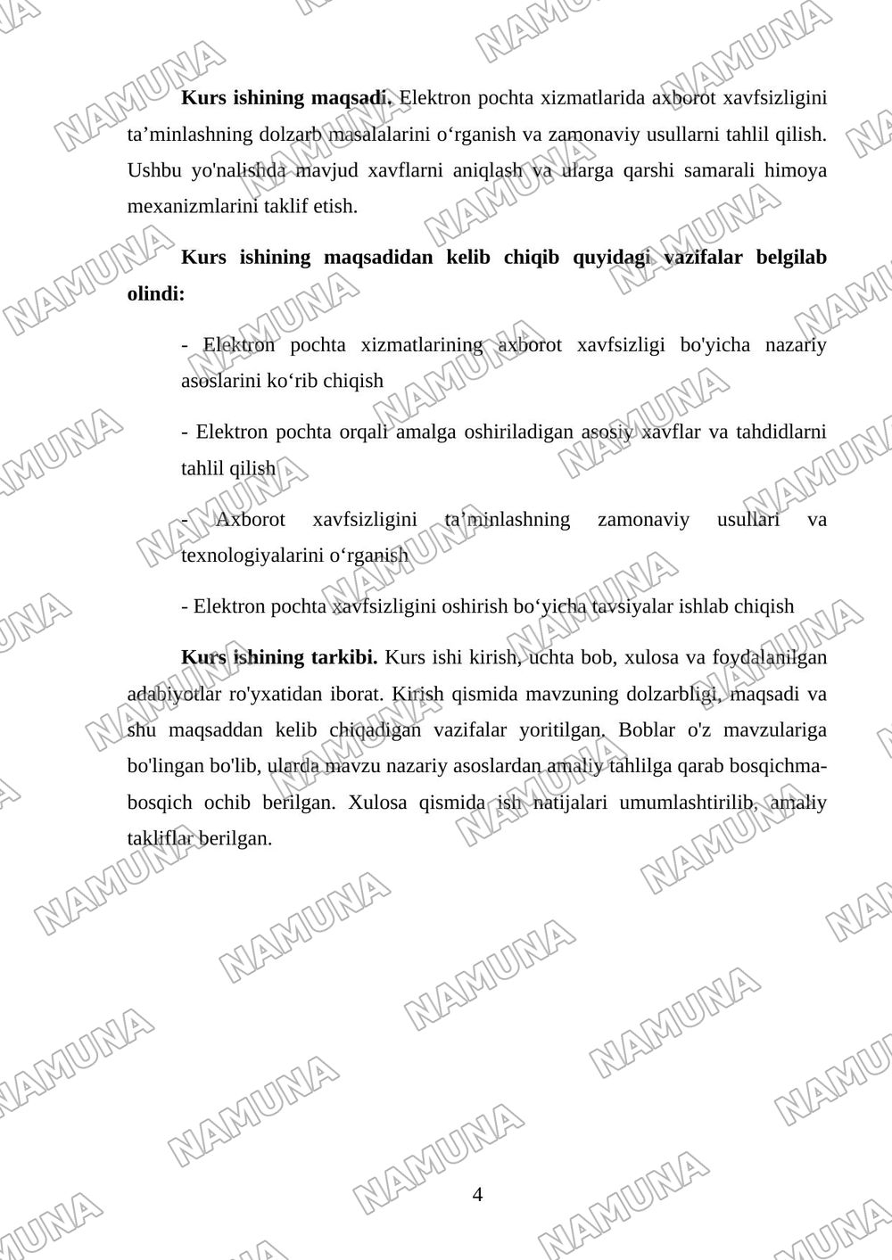 Elektron pochta xizmatlarida axborot xavfsizligini ta’minlash. — kurs ishi, 4-varaq