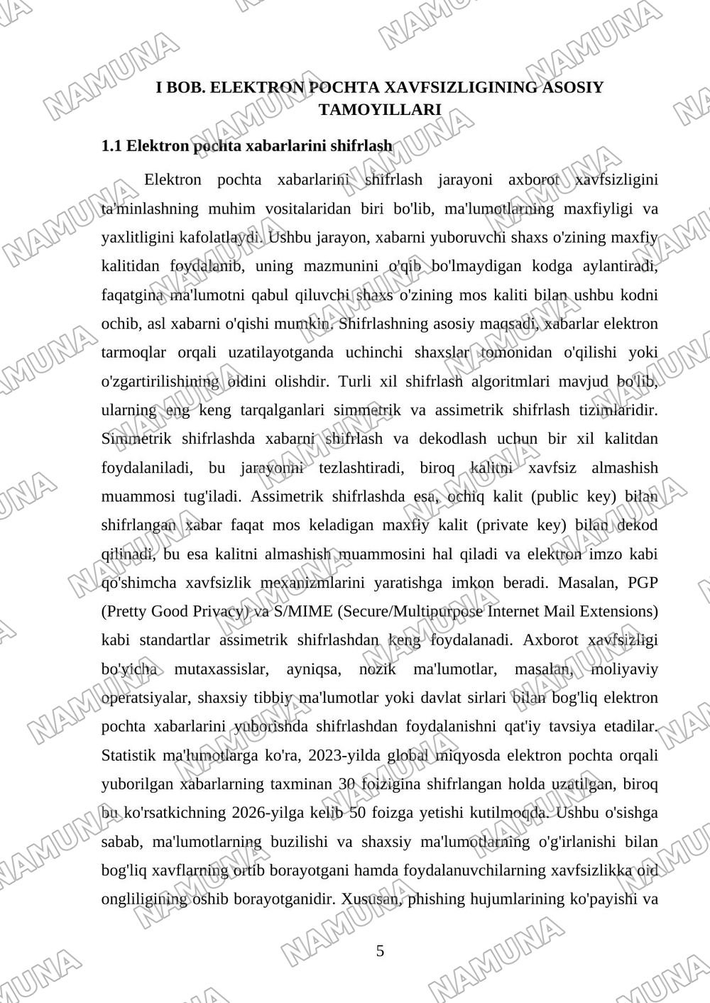 Elektron pochta xizmatlarida axborot xavfsizligini ta’minlash. — kurs ishi, 5-varaq
