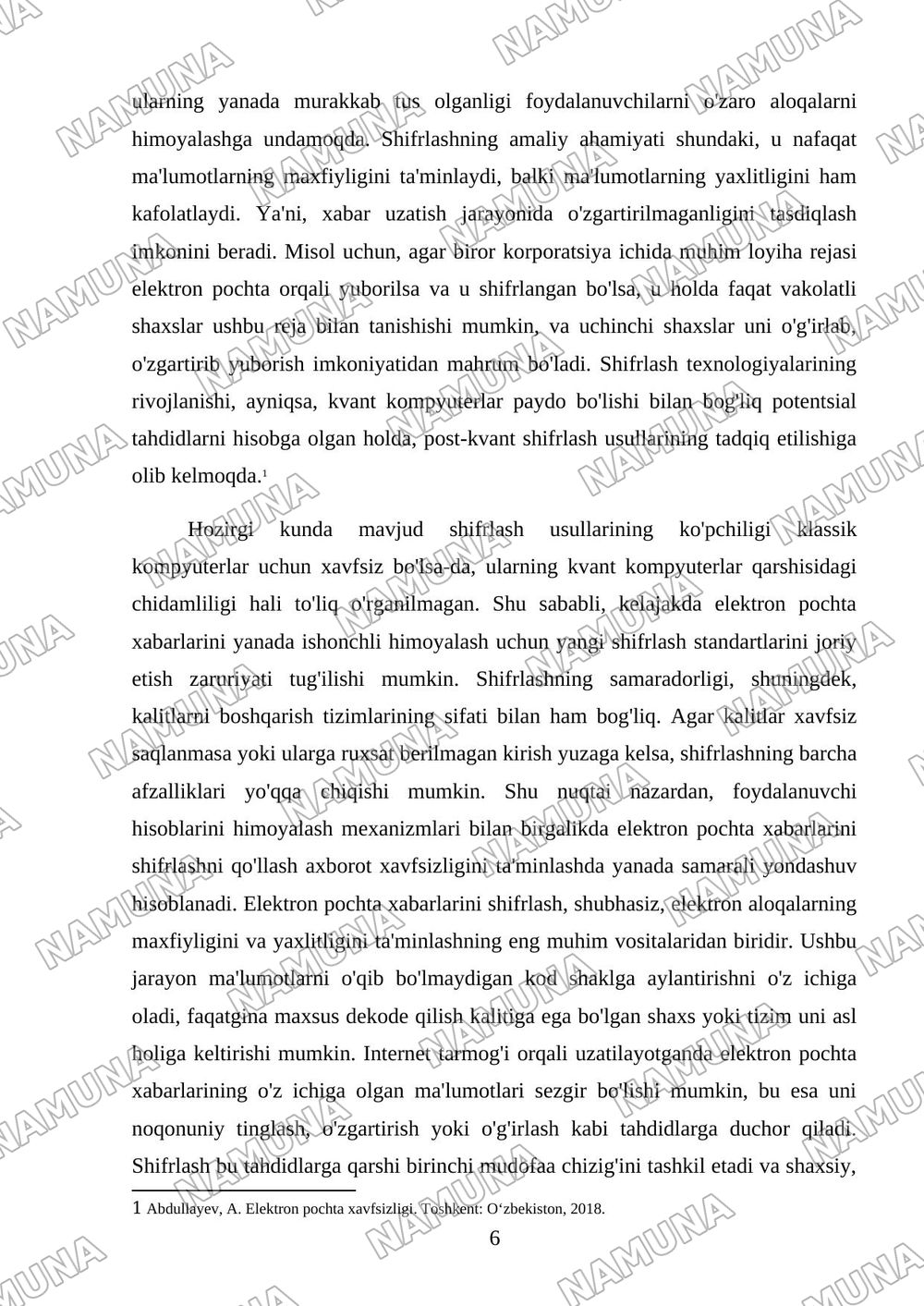 Elektron pochta xizmatlarida axborot xavfsizligini ta’minlash. — kurs ishi, 6-varaq