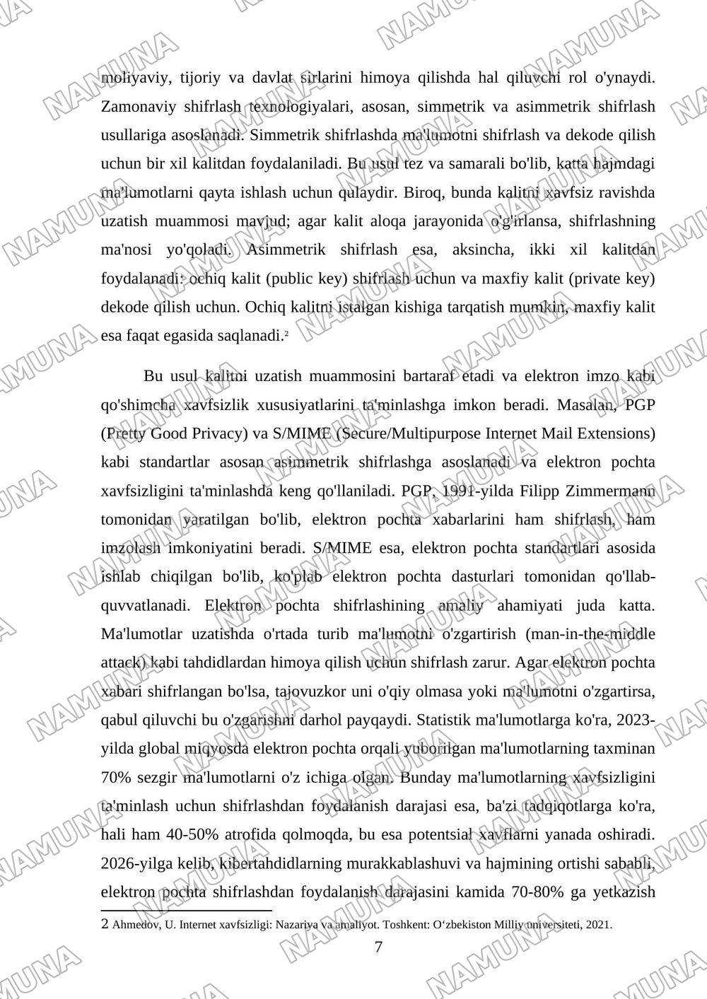 Elektron pochta xizmatlarida axborot xavfsizligini ta’minlash. — kurs ishi, 7-varaq