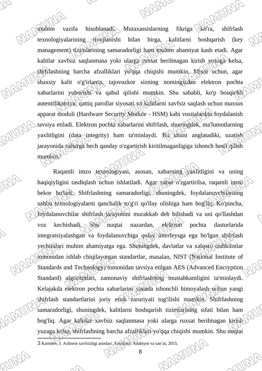 Elektron pochta xizmatlarida axborot xavfsizligini ta’minlash. — kurs ishi, 8-varaq