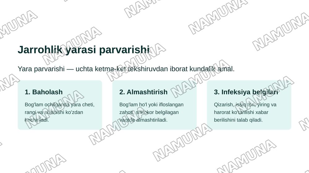 Operatsiyadan keyingi davrda hamshiralik parvarishi — zamonaviy taqdimot, 7-slayd