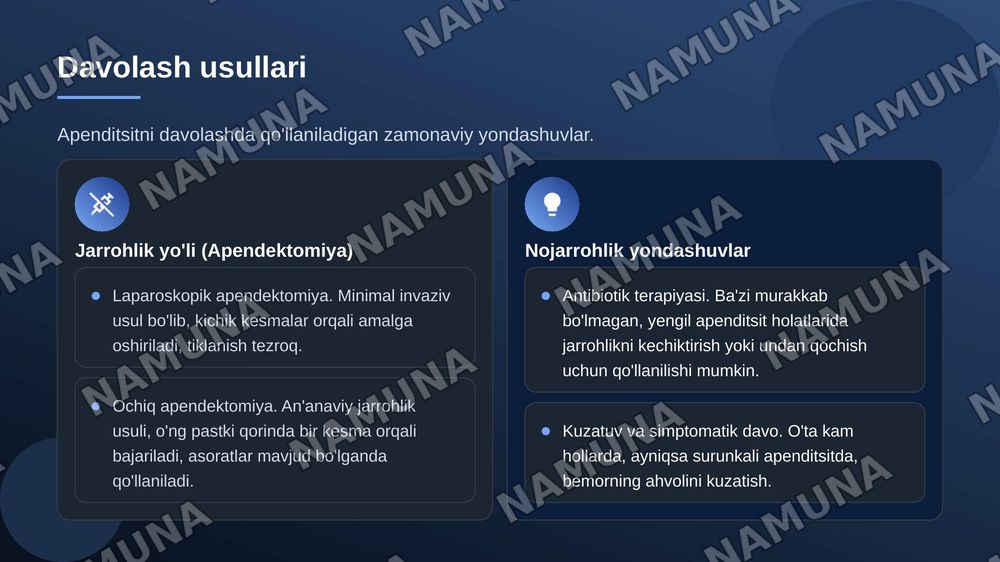 Apenditsit — zamonaviy taqdimot, 8-slayd