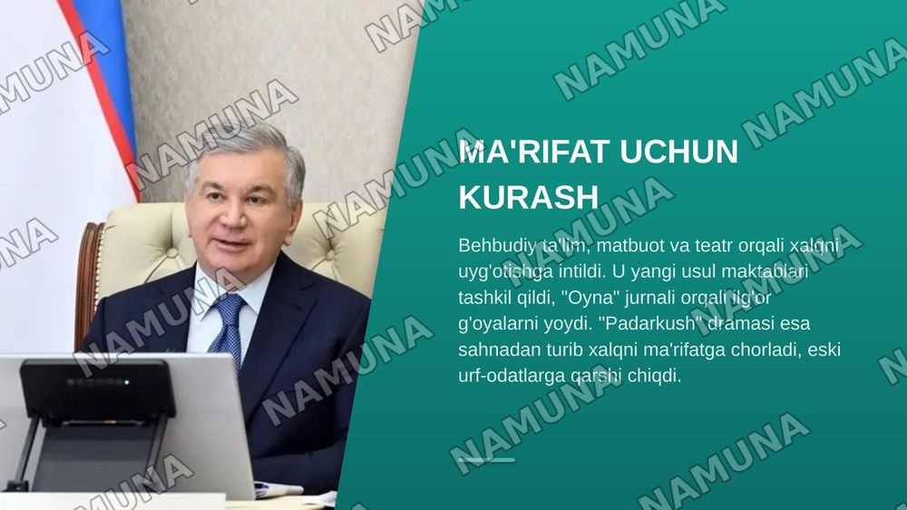 Mahmudxoja behbudiy jadidchiligi — zamonaviy taqdimot, 6-slayd