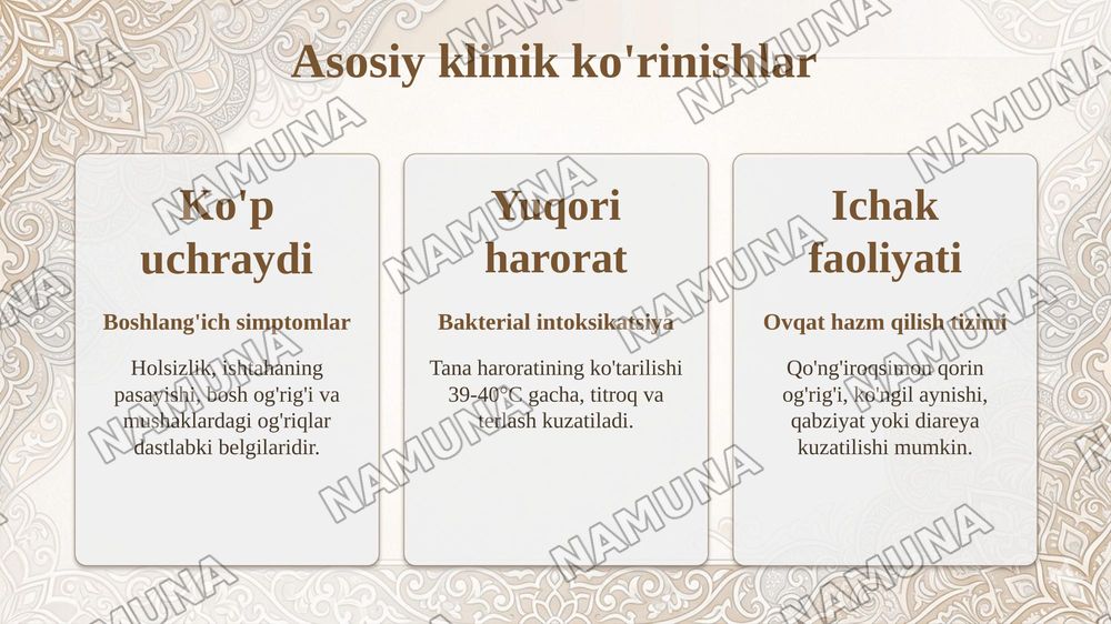 Qorin tifi. Paratiflar. Etiologiya, epidemiologiya, klinikasi, diagnostika, davolash, profilaktikasi — taqdimot, 8-slayd