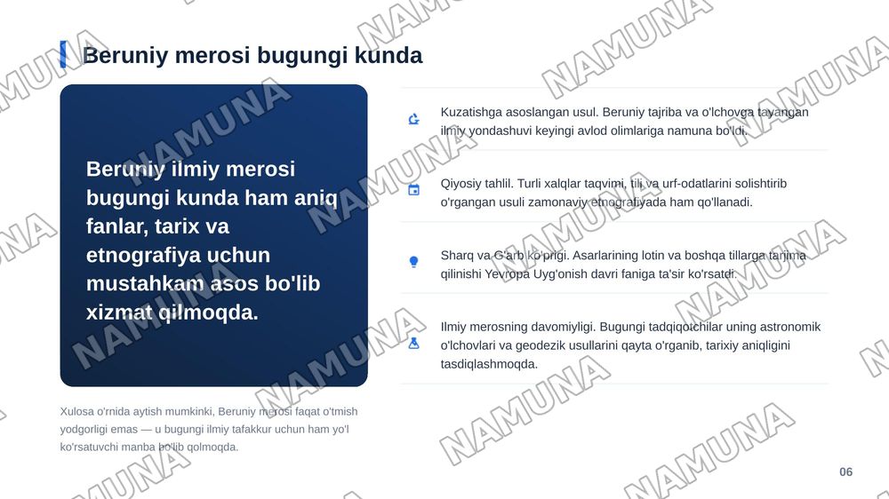 Beruniy — zamonaviy taqdimot, 7-slayd