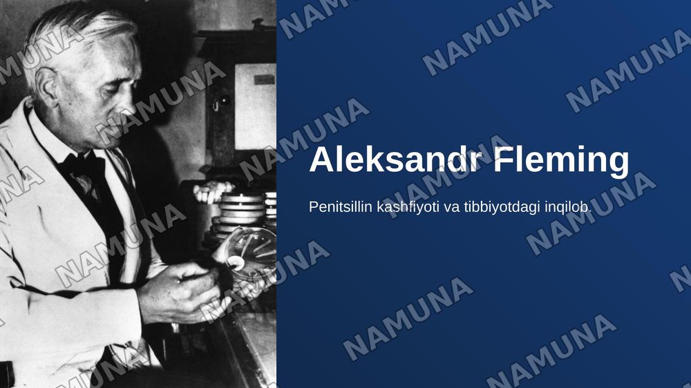 Aleksandr Fleming Alfred Nobel sohibi — zamonaviy taqdimot, 1-slayd